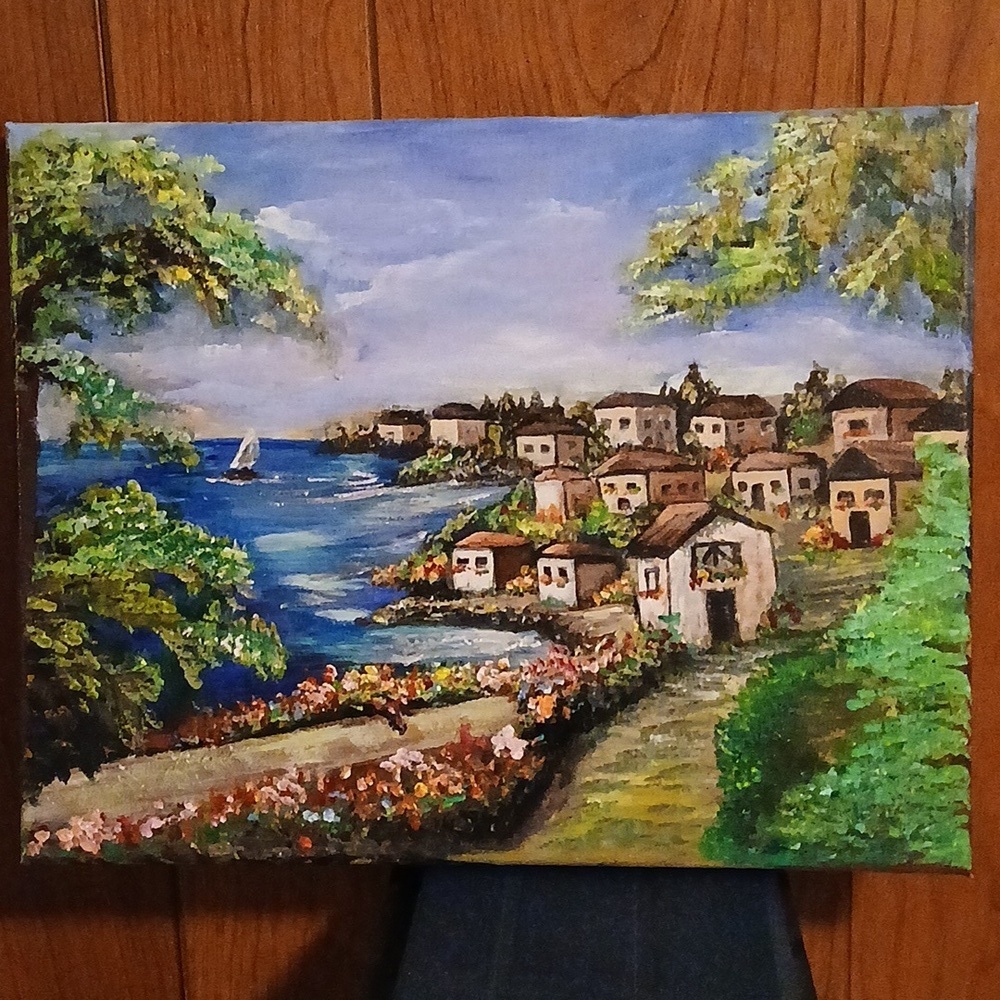 Greece village 11x14 acrylic